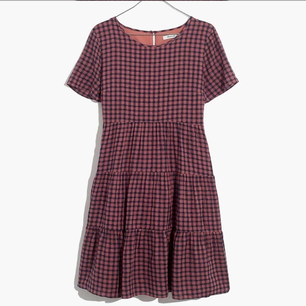 madewell short sleeve tiered mini dress